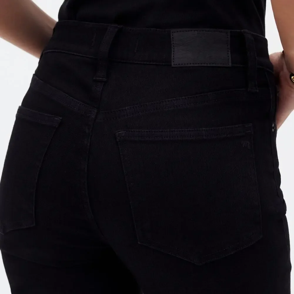 NEW Madewell Mid-Rise Kick Out Crop Jeans Womens size 25 Petite Black Rinse